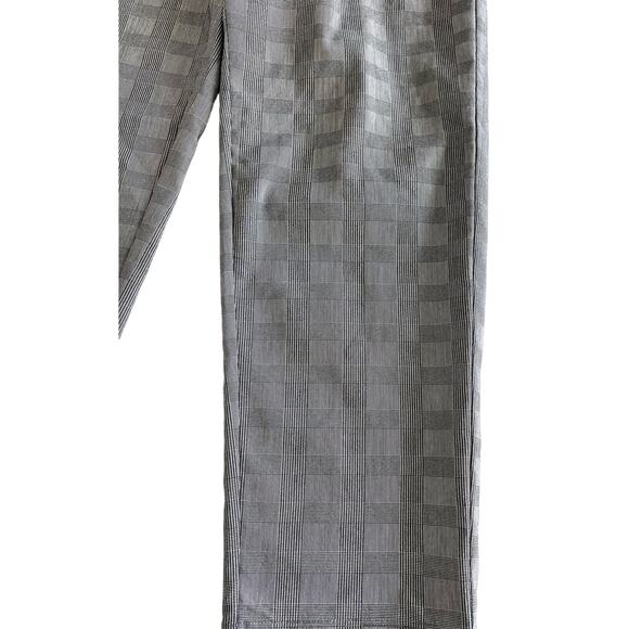 Clara Sun Woo Women’s Pants Cropped Pull On Black White Windowpane Plaid XS - Picture 3 of 8